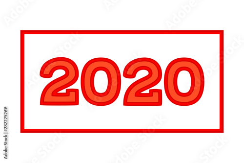 Colorful cartoon red 2020 new year number symbol.