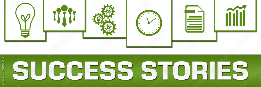 Success Stories Business Symbols Green White On Top Horizontal Success Stories Business Symbols Green White On Top Horizontal