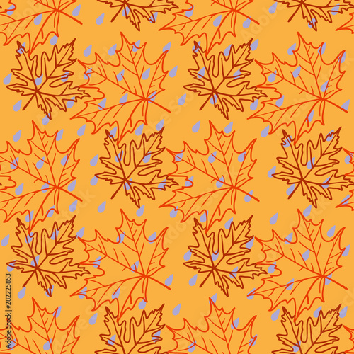 Autumn leaves, bright trace of outgoing summer, seamless pattern, vector illustration