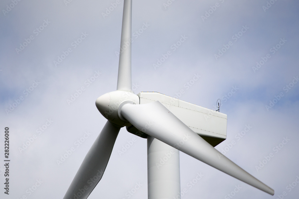 Detail of a wind turbine in the Monte Galletto wind farm in Bologna Italy. This wind farm is on the Gods way a touristic trecking path in Emilia Romagna Detail of a wind turbine in the Monte Galletto wind farm in Bologna Italy. This wind farm is on the Gods way a touristic trecking path in Emilia Romagna