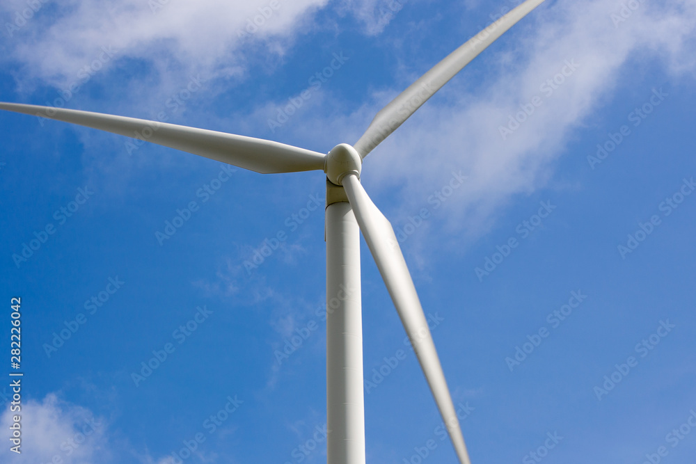 Detail of a wind turbine in the Monte Galletto wind farm in Bologna Italy. This wind farm is on the Gods way a touristic trecking path in Emilia Romagna Detail of a wind turbine in the Monte Galletto wind farm in Bologna Italy. This wind farm is on the Gods way a touristic trecking path in Emilia Romagna