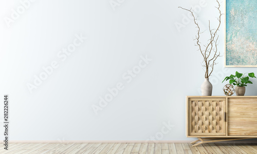 Fototapeta Naklejka Na Ścianę i Meble -  Interior background with wooden cabinet 3d rendering