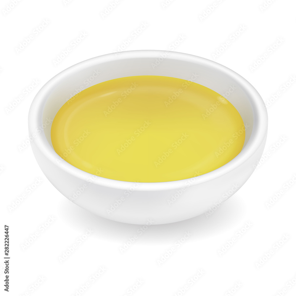 Realistic olive oil in sauce bowl Realistic olive oil in sauce bowl