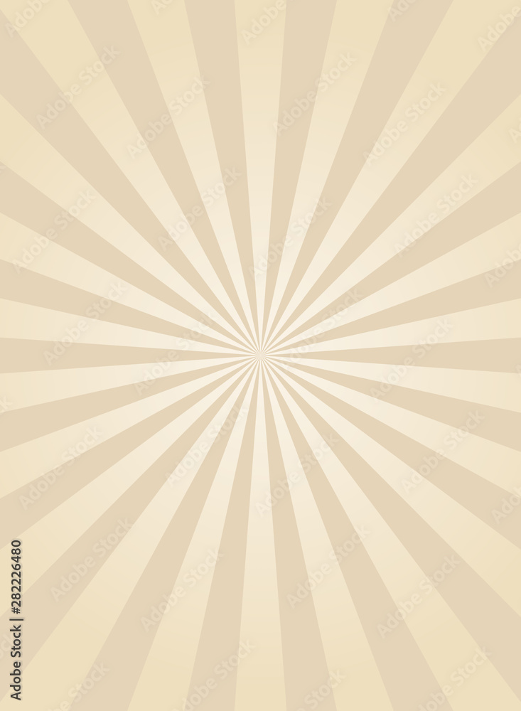 Fototapeta premium Sunlight retro narrow vertical background. Pale beige color burst background.