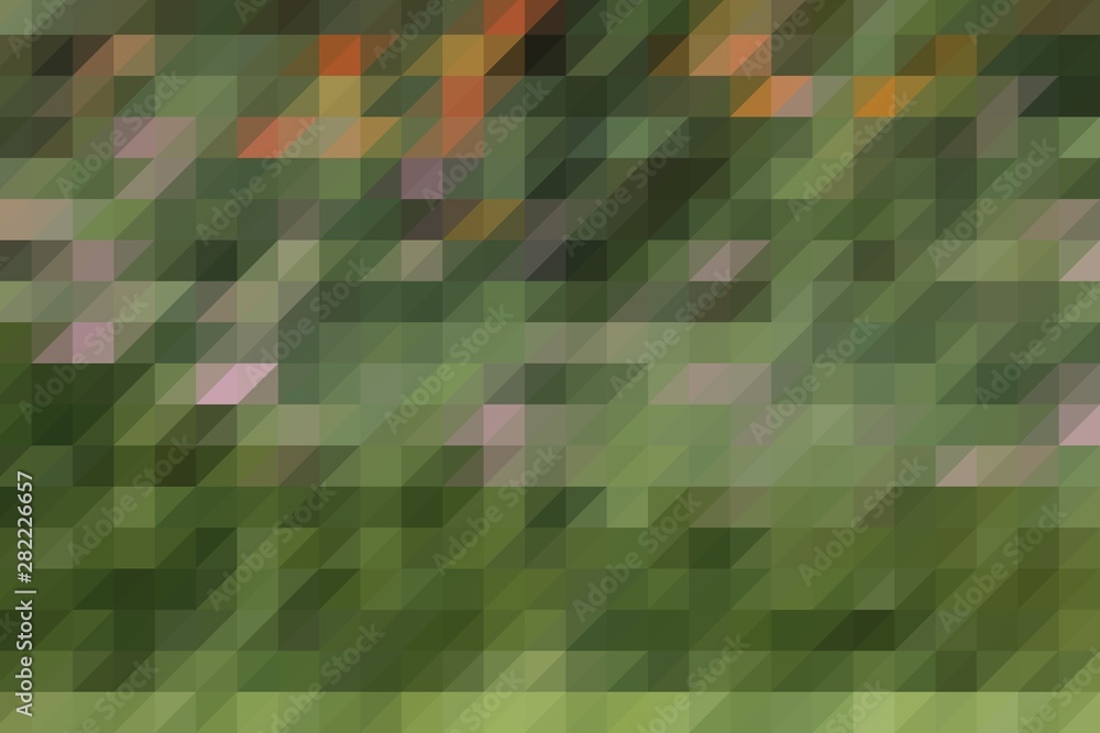 Abstract green background of colorful flower and natural green leaves in pixel mosaic design technique Abstract green background of colorful flower and natural green leaves in pixel mosaic design technique