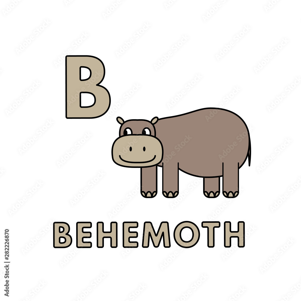 Fototapeta premium Vector Cute Cartoon Animals Alphabet. Behemoth Illustration
