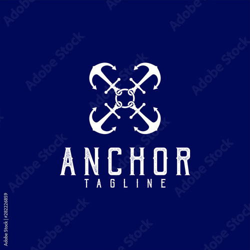 anchor wave logo silhouette marine company illustration vector download