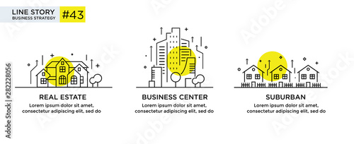 Set of illustrations concept with business concept. Workflow, growth, graphics. Building, city, navigation. linear illustration Icons infographics. Landing page site print poster.