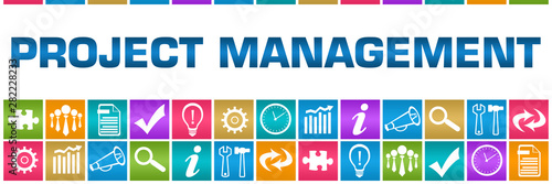 Project Management Colorful Box Grid Business Symbols 