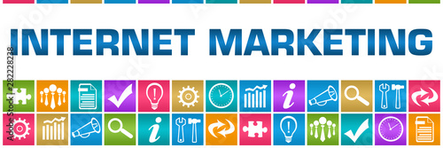 Internet Marketing Colorful Box Grid Business Symbols 