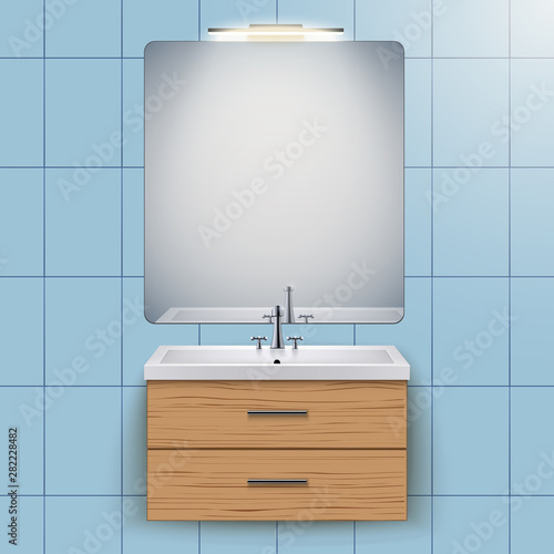 Domestic washbasin cabinet with mirror