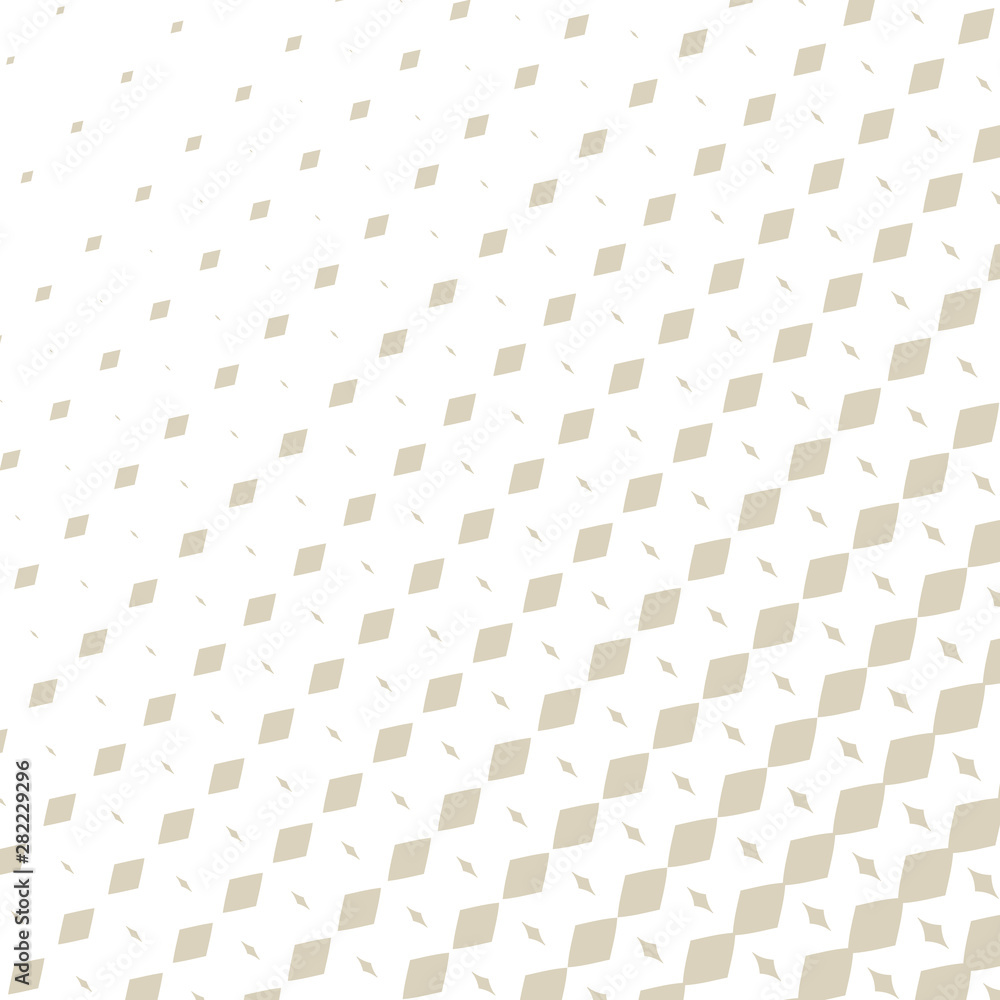 Vector golden halftone pattern with fading shapes, rhombuses, diagonal lines