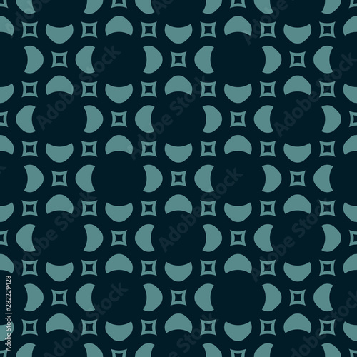 Abstract floral texture. Geometric seamless pattern in black and teal colors