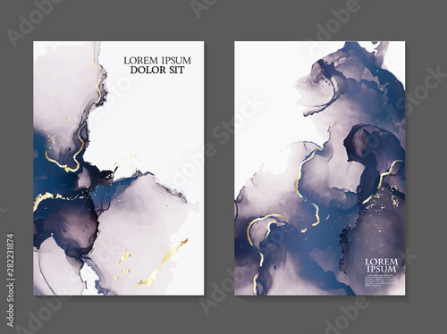 Marble navy watercolor Fluid art. Applicable for design covers, presentation, invitation, flyers, annual reports, posters and business cards. Modern artwork