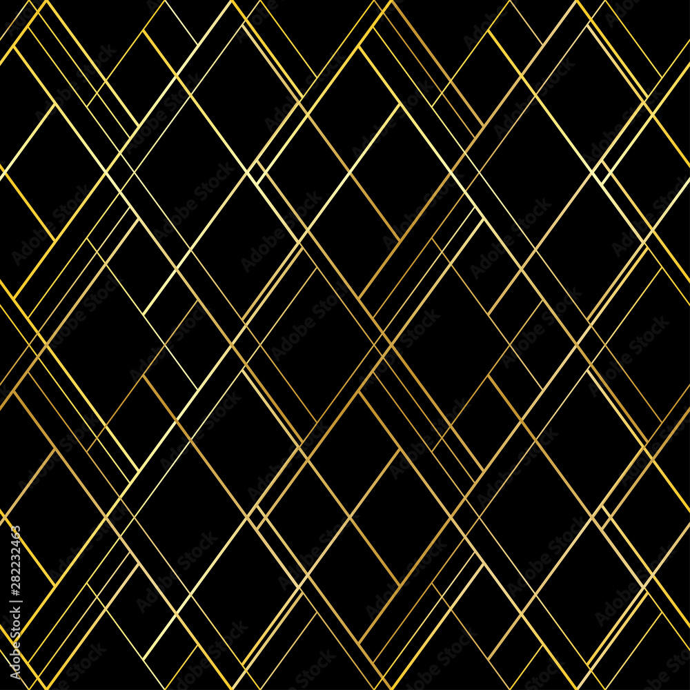 Dark luxury seamless pattern. Vector background with golden cross threads. For premium style package, wallpaper
