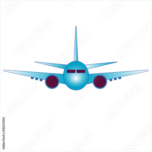 A simple silhouette design of an airplane on a white background