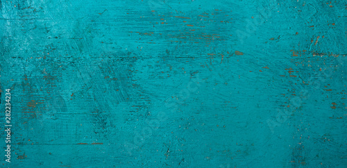 Panoramic turquoise old wood texture