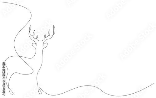 Fotomural Deer animal line draw vector illustration