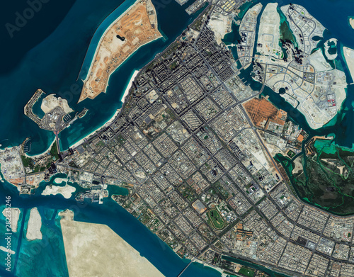 High resolution Satellite image of Abu Dhabi, UAE (Isolated imagery of UAE. Elements of this image furnished by NASA)