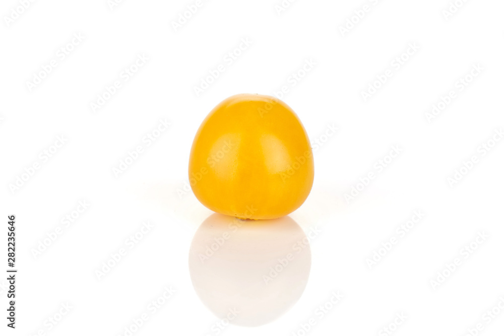 One whole fresh orange physalis without husk isolated on white background One whole fresh orange physalis without husk isolated on white background