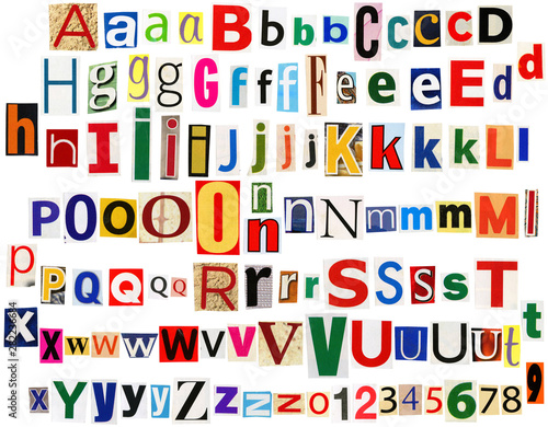 Colorful newspaper letters alphabet