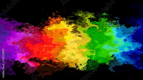abstract stained pattern texture rectangle background neon full color rainbow in the black night - modern painting art - watercolor splotch effect