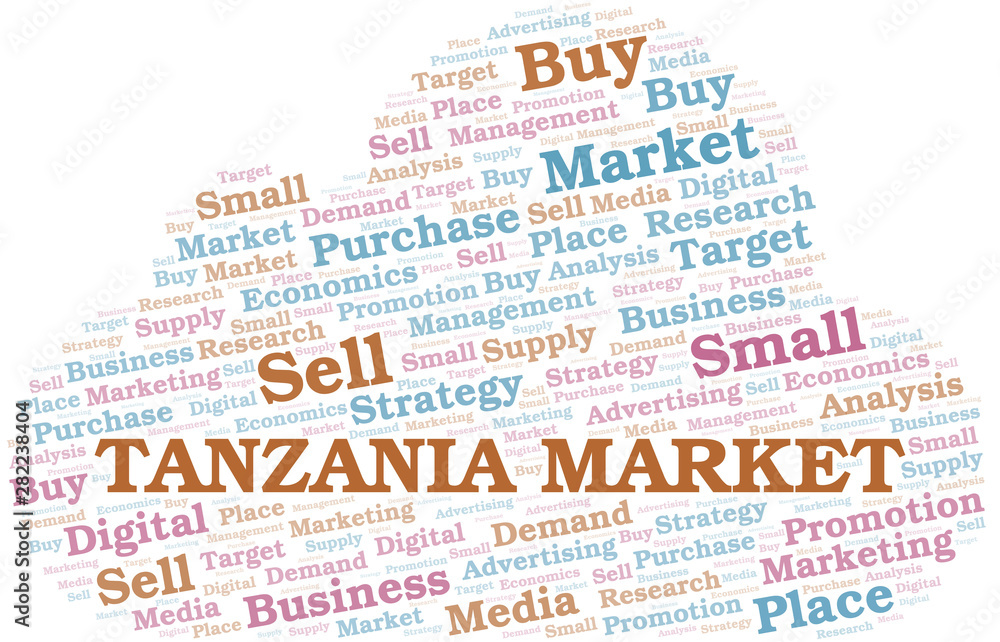 Obraz premium Tanzania Market word cloud. Vector made with text only.
