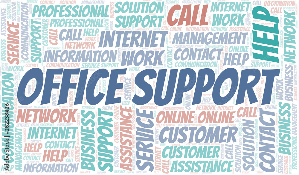 Office Support word cloud vector made with text only. Office Support word cloud vector made with text only.