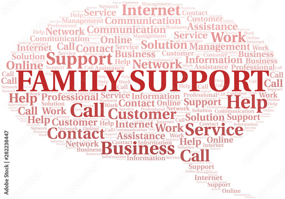 Family Support word cloud vector made with text only.