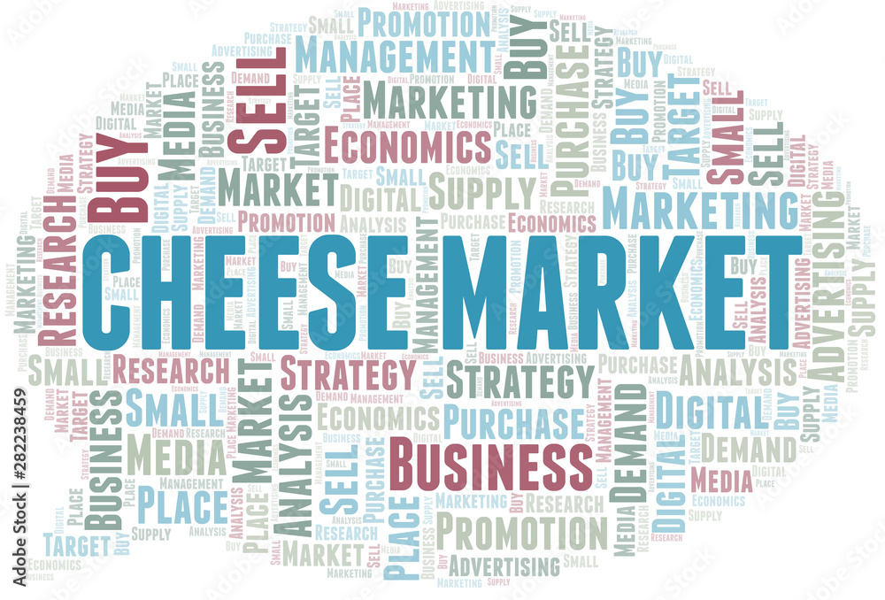 Cheese Market word cloud. Vector made with text only.