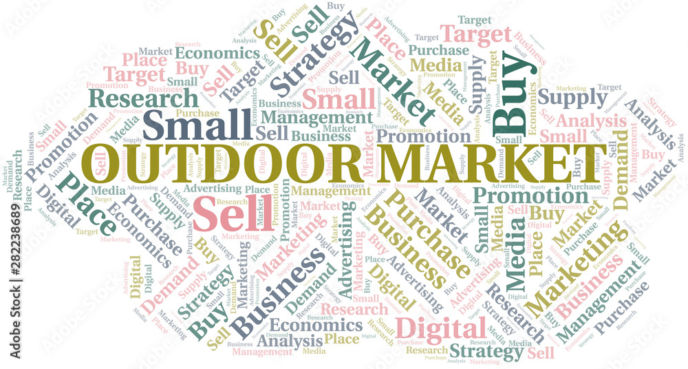 Outdoor Market word cloud. Vector made with text only.