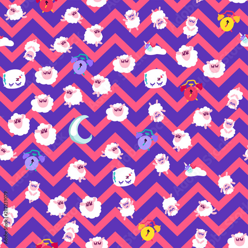 Night rest, bedtime vector seamless pattern