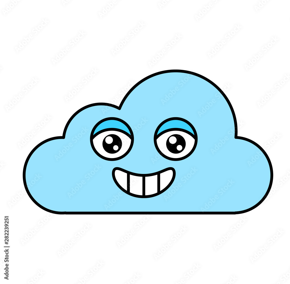 Cheerful cloud emoji outline illustration Cheerful cloud emoji outline illustration