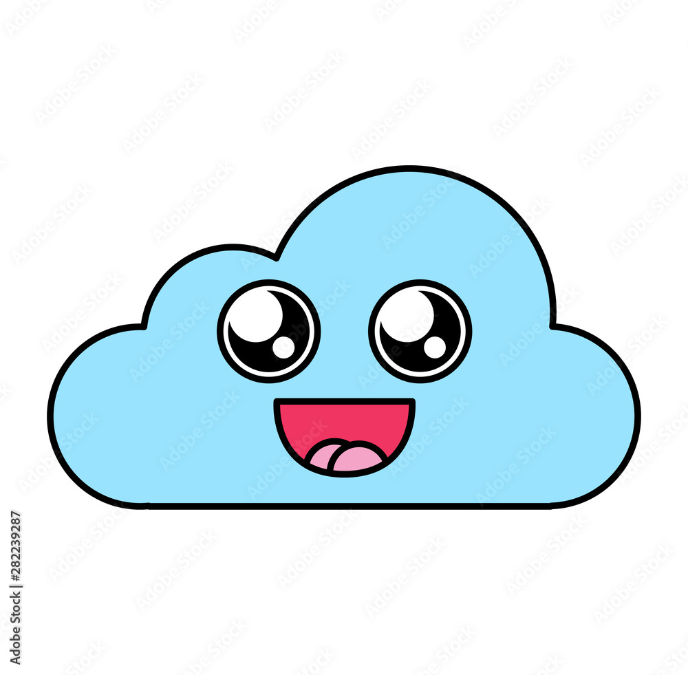 Fascinated cloud sticker outline illustration Fascinated cloud sticker outline illustration