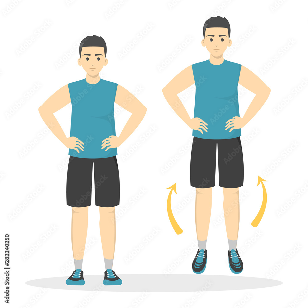 Warm-up hop exercise before workout. Stretch muscles Warm-up hop exercise before workout. Stretch muscles