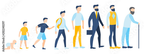 Man in different age. From child to old