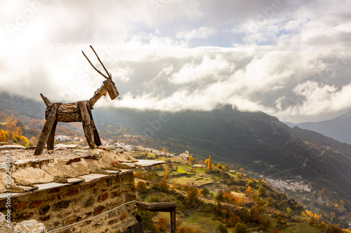 wide angle view from the traditional white village of Capileira in the Sierra Nevada,Spain photo