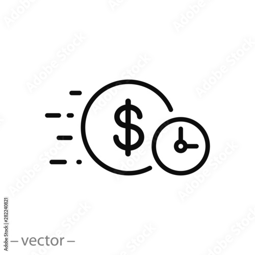 easy instant credit, loan payment, fast money icon, finance thin line symbol for web and mobile phone on white background - editable stroke vector illustration eps 10