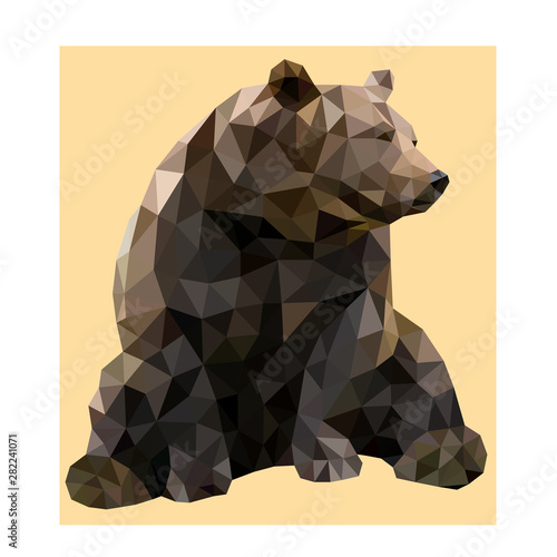 Polygon origams lines brown bear