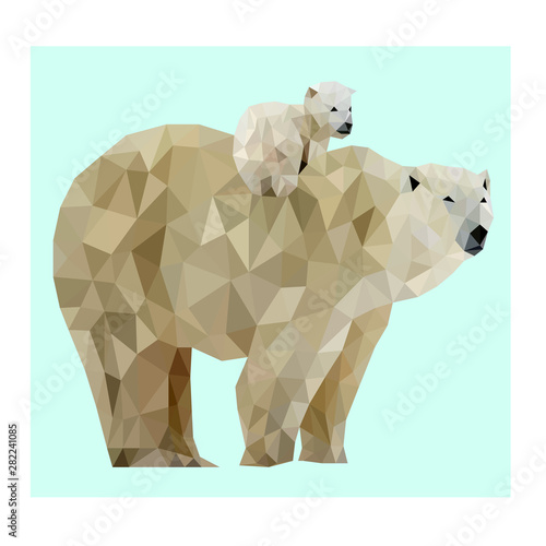 Low poly vector polar bear image