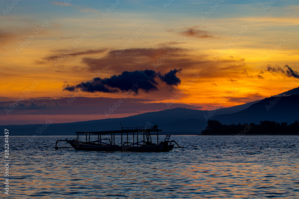Indonesia Sunset with Fishing Boat
