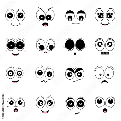 Cartoon eyes and mouths.