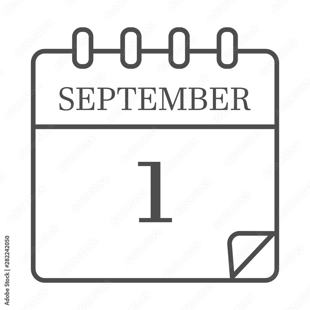 September 1, calendar vector icon