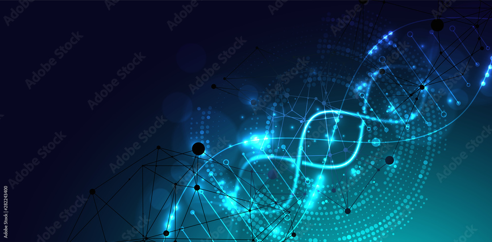 Science template, wallpaper or banner with a DNA molecules. Vector illustration. Science template, wallpaper or banner with a DNA molecules. Vector illustration.