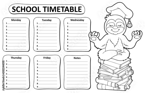 Black and white school timetable topic 5