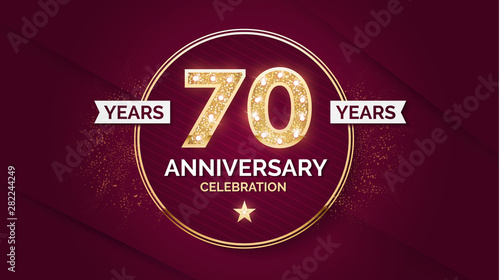 1 year anniversary celebration design template with gold glitter effect.