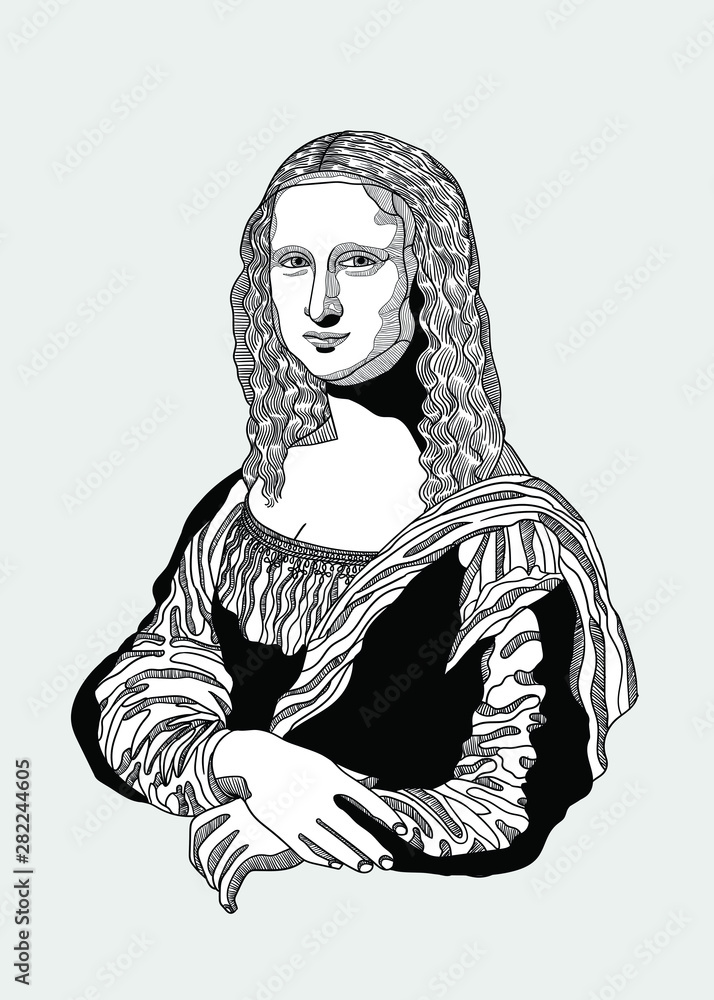 Mona Lisa - Gioconda by Leonardo da Vinci Stock Vector | Adobe Stock