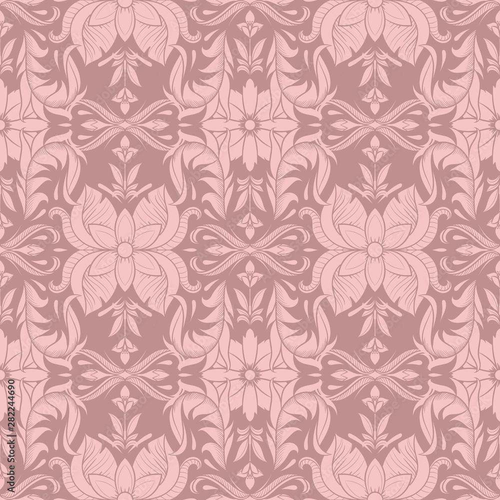 Retro ornamental floral seamless pattern, vintage. Texture for wallpapers, fabric, wrap, web page backgrounds, vector illustration
