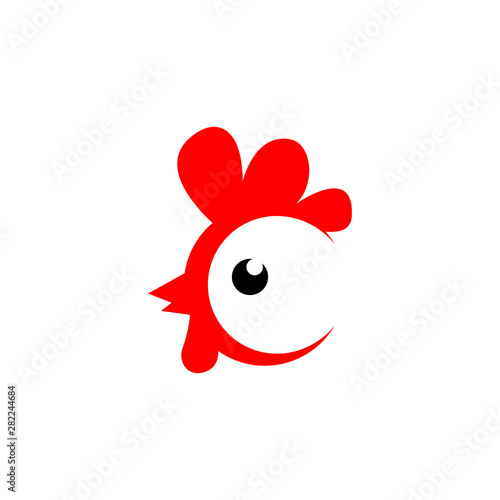 Chicken logo, animal head, farm sign isolated on the white background