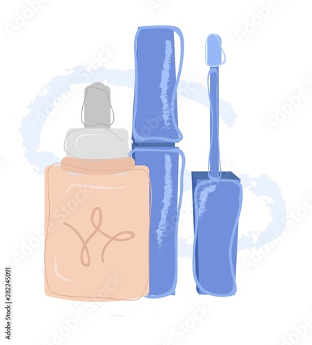 Make up flat icons set.  Cosmetic icons, vector symbols